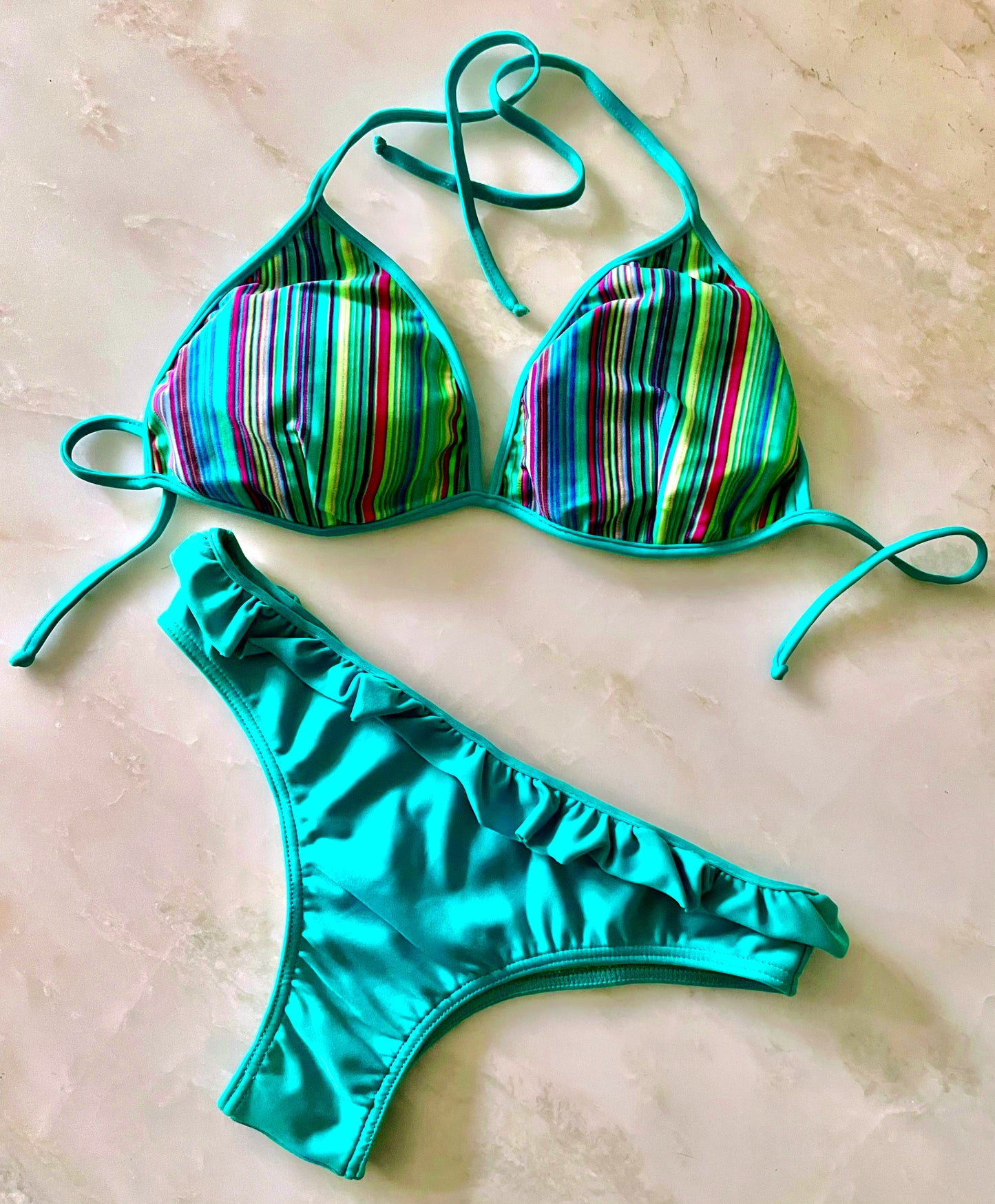 Colorful Ruffle Bikini Set