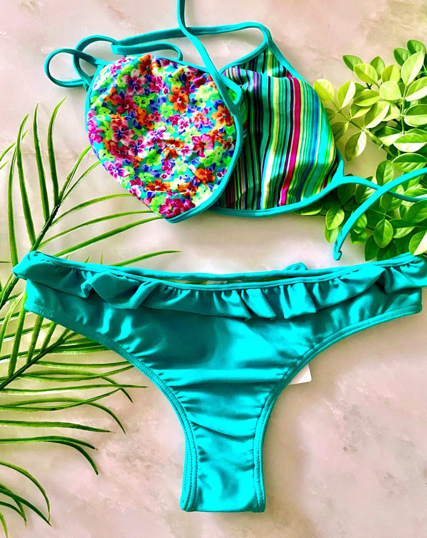 Colorful Ruffle Bikini Set