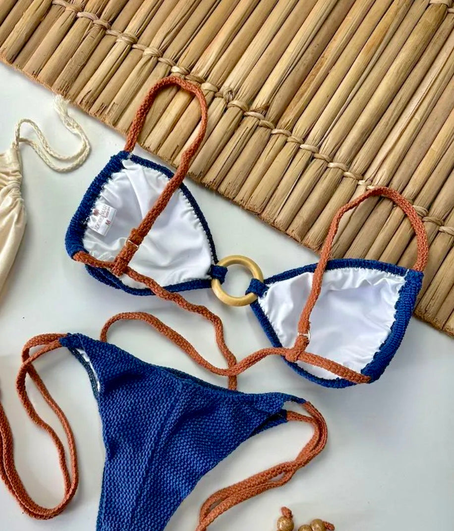 Bikini Top Mykonos Carmel Blue Jeans & Caramel