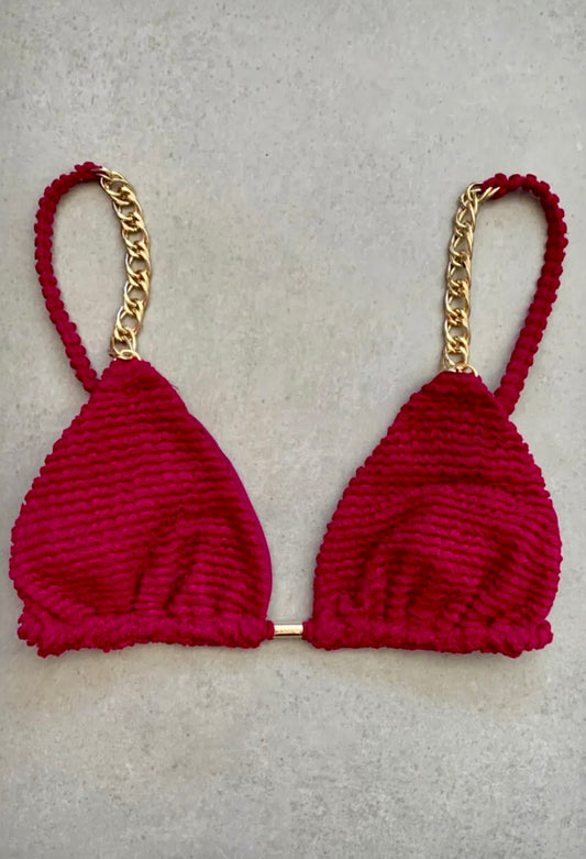 Bikini Top Cortininha Chain Cherry