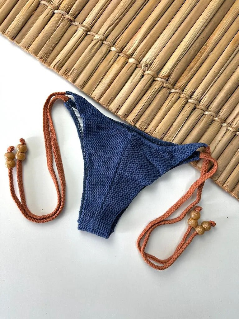 Bikini Bottom Bow Carmel Blue Jeans & Brown