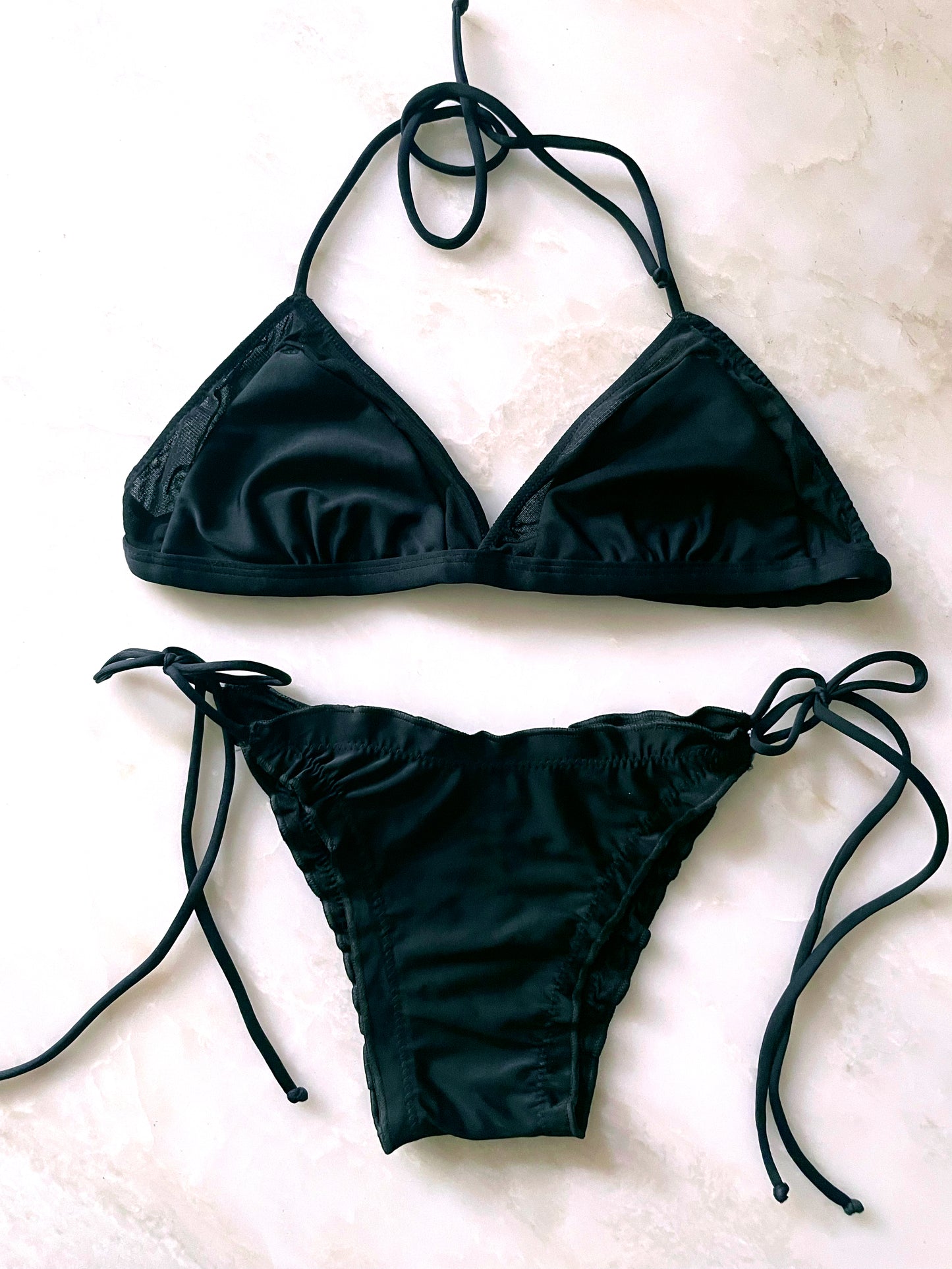 Black Ruffle Bikini Set