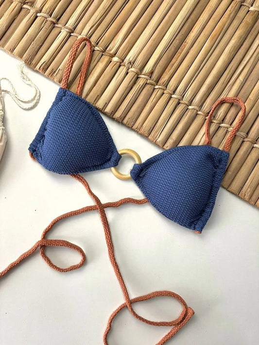 Bikini Top Mykonos Carmel Blue Jeans & Caramel