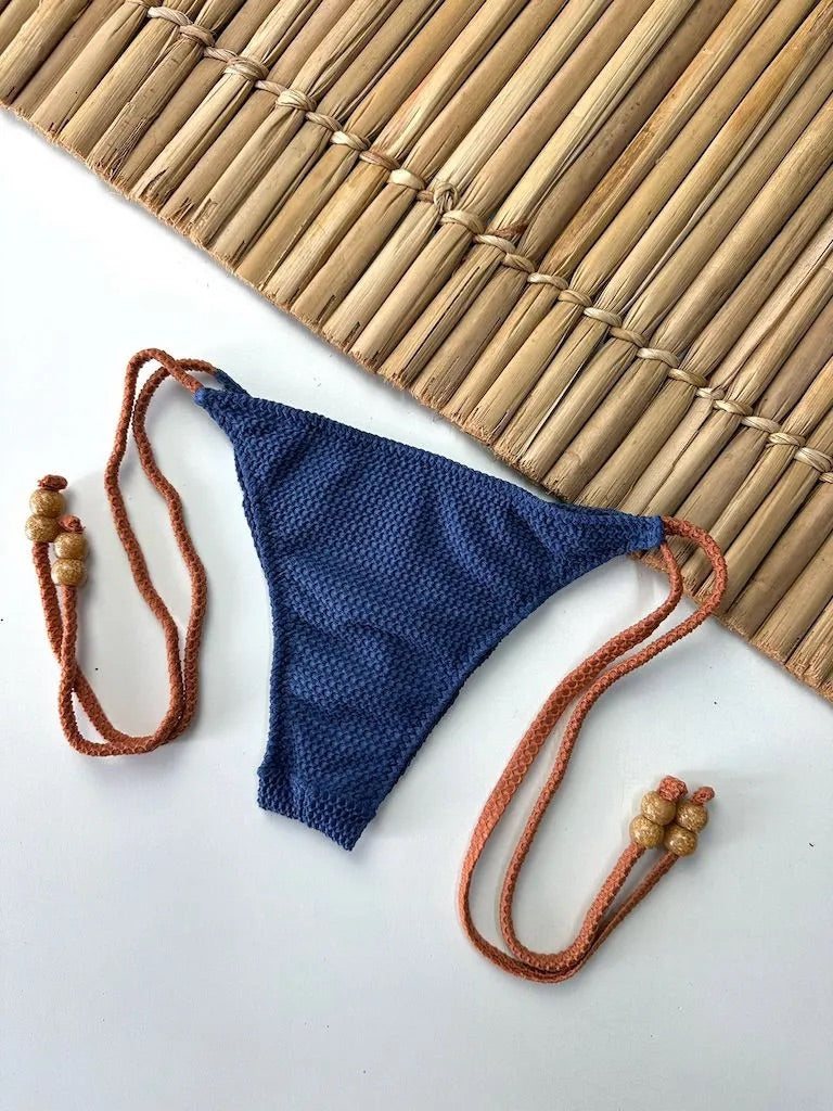 Bikini Bottom Bow Carmel Blue Jeans & Brown