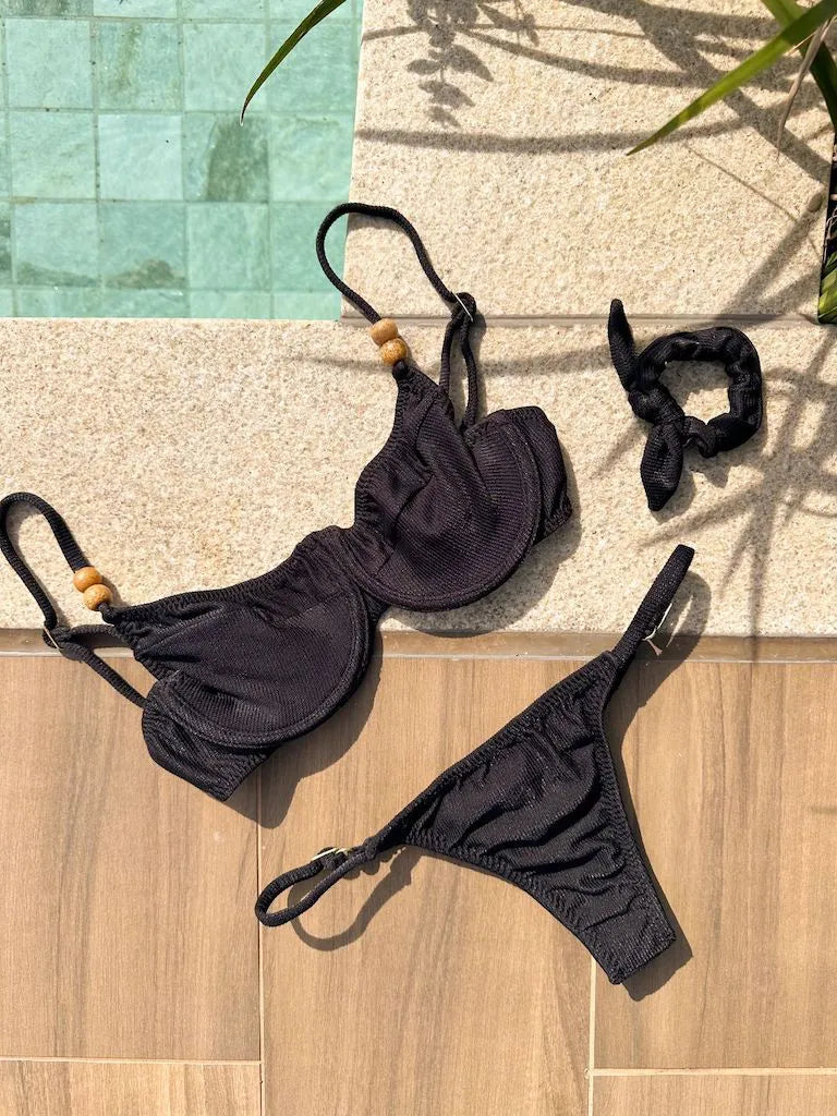 Bikini Set Paneneled + Semi Fio Athena Black