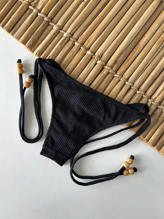 Bikini Bottom Bow Carmel Black