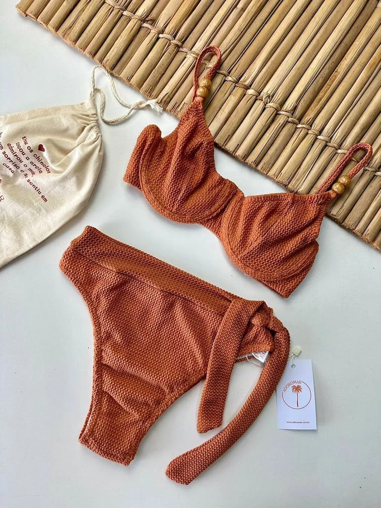 Bikini Top Panneled Carmel Caramel