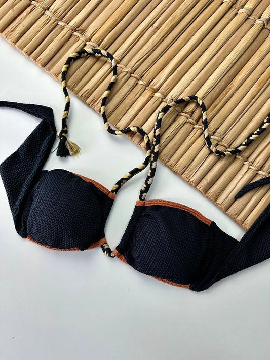 Bikini Top Anny Carmel Black & Caramel