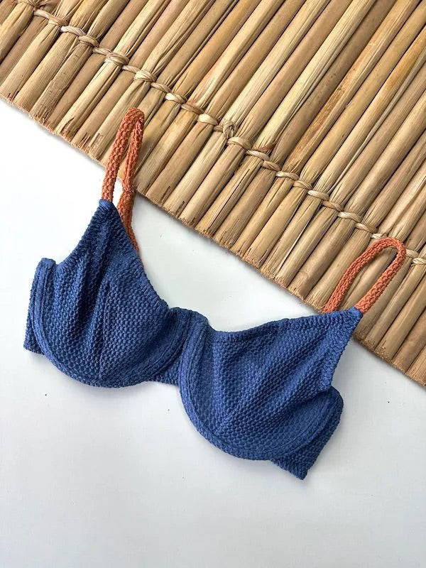 Bikini Top Panneled  Carmel Blue Jeans