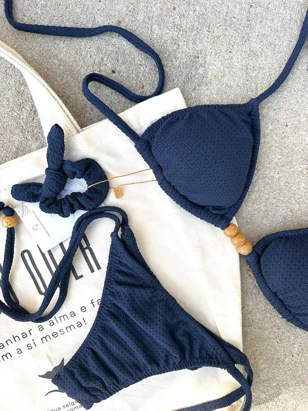 Bikini Set Sun + Bow Noronha Navy  Blue